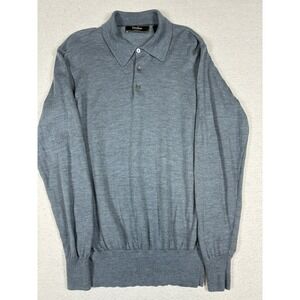 Neiman Marcus Mens Silk Cashmere Merino Wool Sweater Polo Quiet Luxury Large